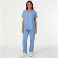 thumbnail image 1 of CareWardrobe Scrubs Set for Women Comfort Fit V-Neck Tunic Tops and Elastic Waist Joggers with Pockets Nursing Working Uniform Set Suit, 1 of 9