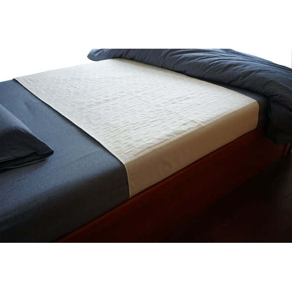 Careboree 2 Pack Cotton Top-Layer Quilted Absorbent Bed Pad Saddle Bedding Protector Tuckable Waterproof Washable Reusable Incontinence Underpad 34"X54" Fit Full Bed 21" Flaps Wings