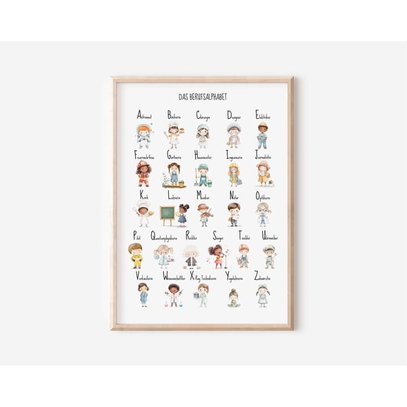 Career Alphabet Poster For Children'S Room In A4 & A3 Boy Girl Wall Decoration Gift Print Wall Art, Modern Wall Decor, 24x36 UNFRAMED