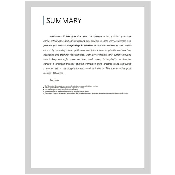 Pre-Owned Career Companion: Hospitality and Tourism Value Pack (10 Copies), (Paperback)