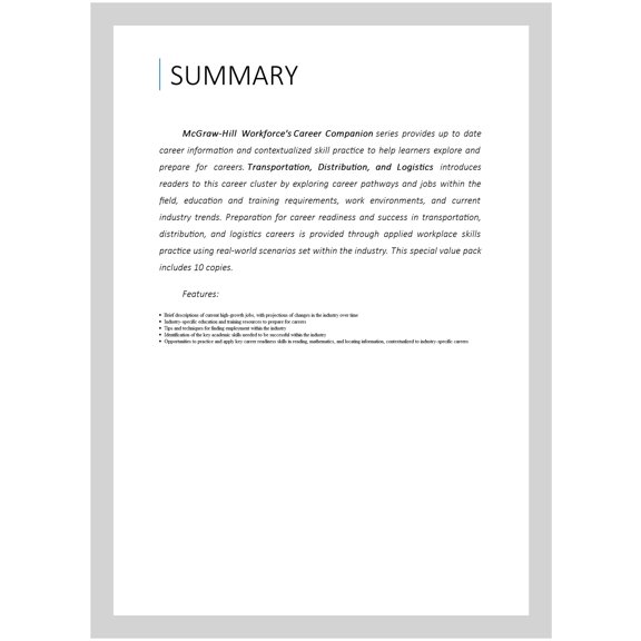 Pre-Owned Career Companion: Transportation, Distribution, and Logistics Value Pack (10 Copies), (Paperback)