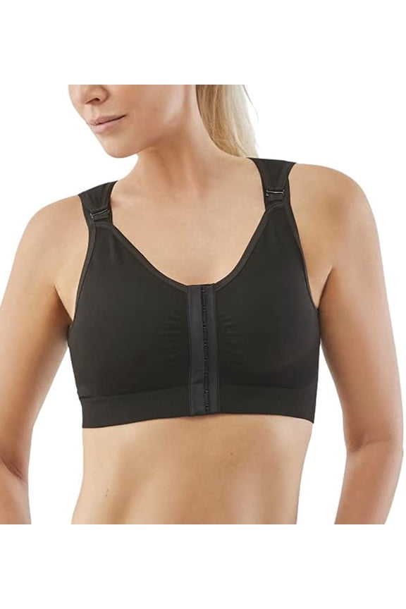 Bree Post-Op Wire Free Front Close Recovery Bra (3831),Medium,Black