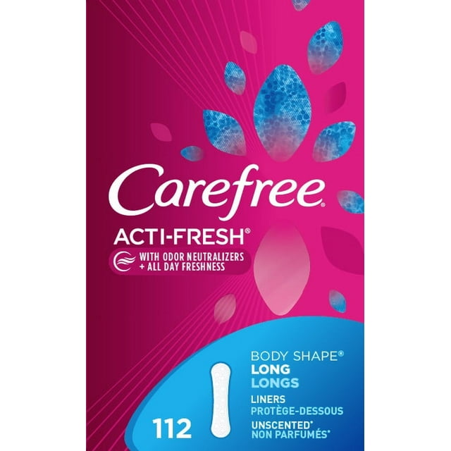 Carefree ACTIFRESH Long Unscented Daily Panty Liners, 112 Ct, 8 Hour