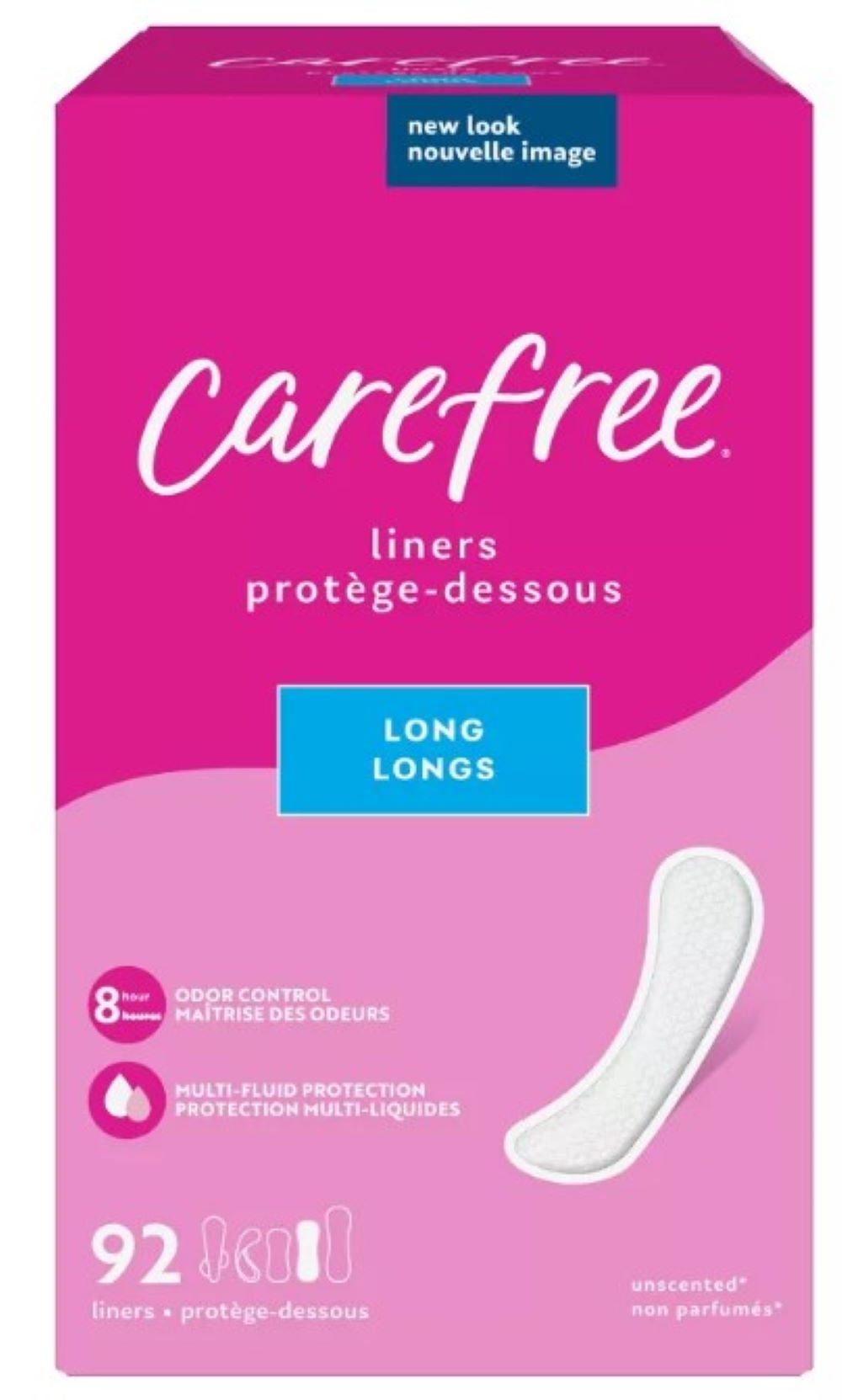 Carefree Acti-Fresh Body Shape Long Pantiliners Unscented (Pack of 18)