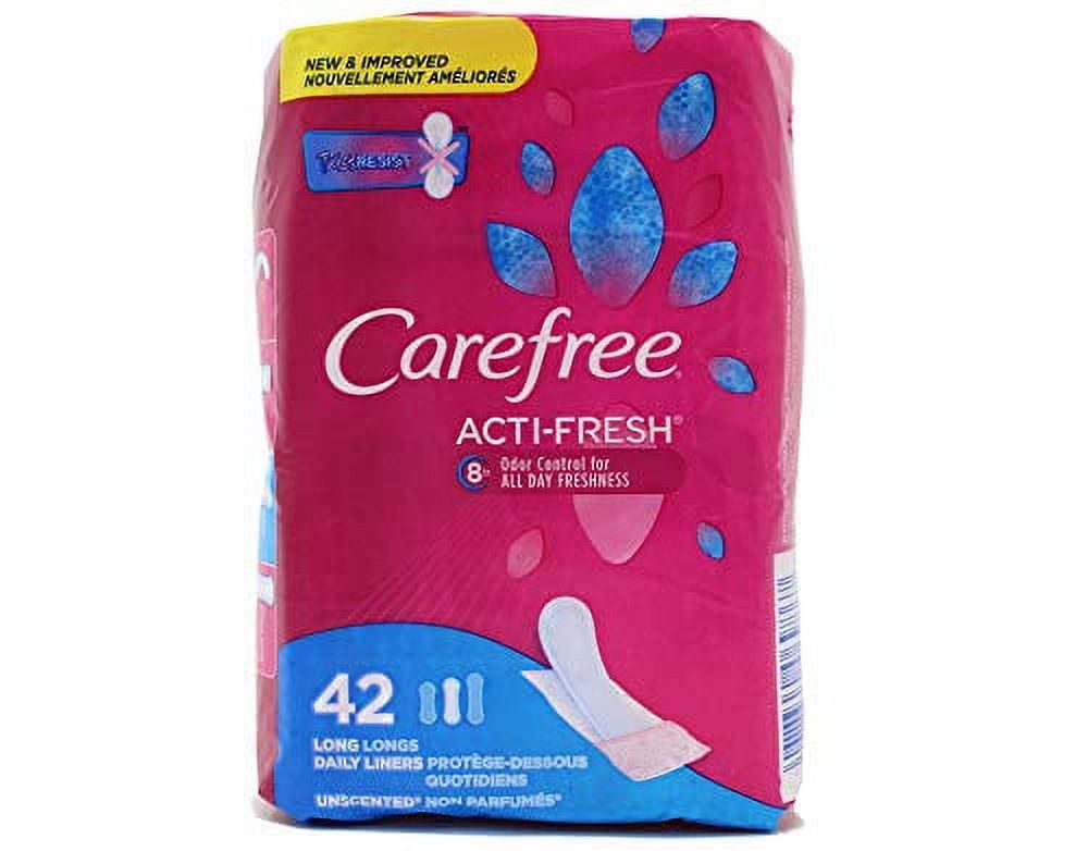 Carefree Acti-Fresh Body Shape Pantiliners Long To Go Unscented Liners, 42  Count, 2 Pack 