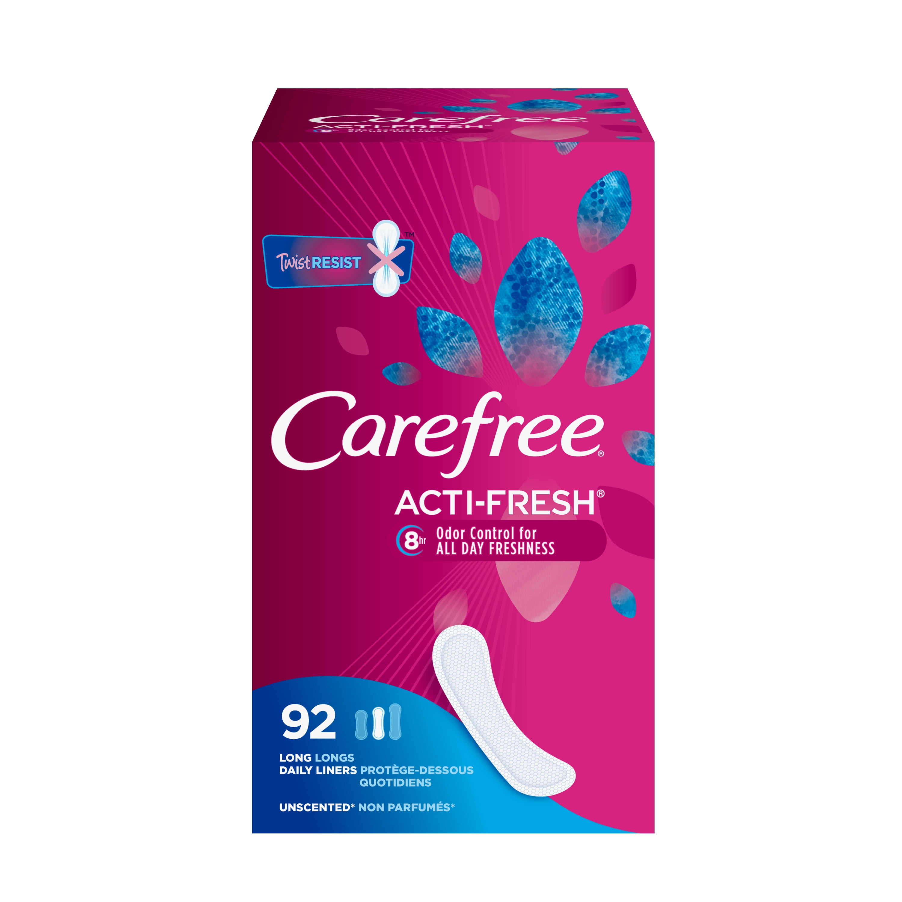 Carefree Acti-Fresh Panty Liners, Soft and Flexible Feminine Care  Protection, Regular, 120 Count 