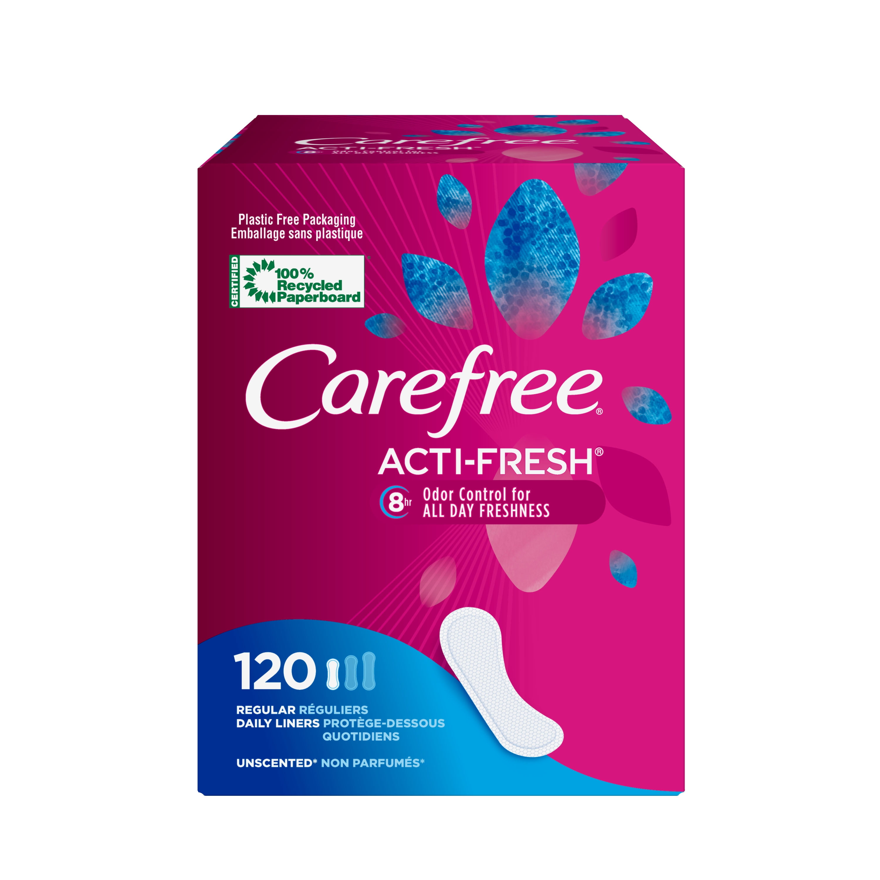 Carefree ActiFresh Regular Pantiliners, Unscented, 120 Ct