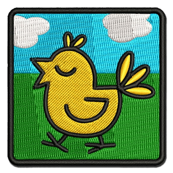 Carefree Bird Chirping Applique Multi-Color Embroidered Iron-On Patch - 3.5 Inch Large