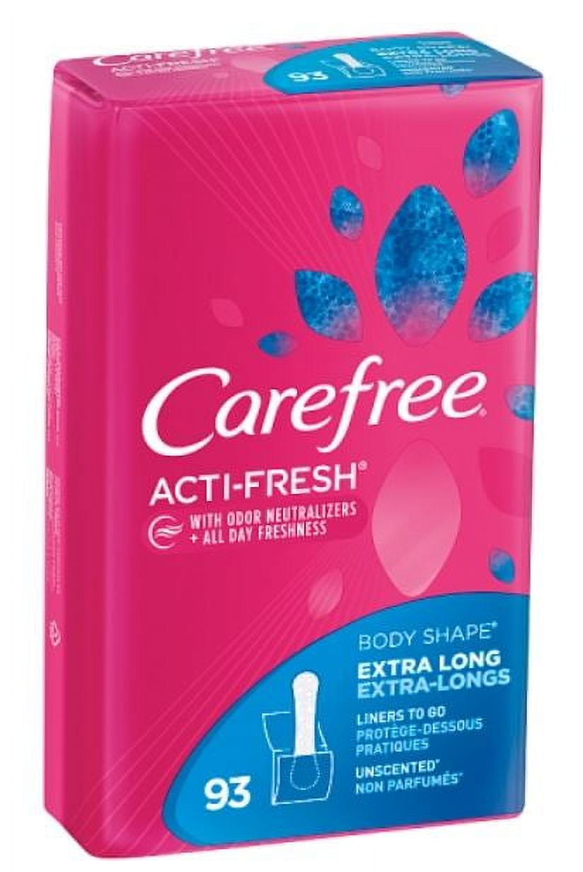 Carefree Body Shape Extra Long Unscented Pantiliners, 93ct