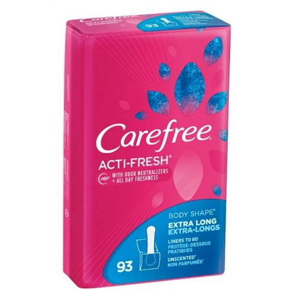 Carefree Body Shape Extra Long Unscented Pantiliners, 93ct