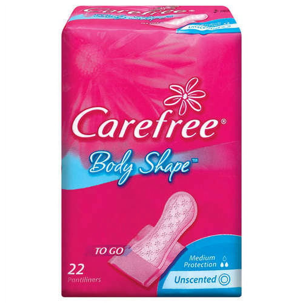 Carefree Body Shape Light Wrapped Unscented Panty Liners, 22 Ct