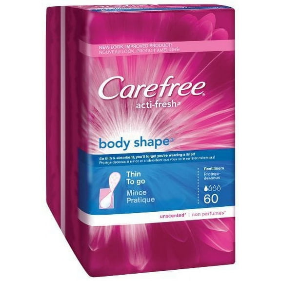 Carefree Body Shape Thin Unscented, 60 Count Pack of 2