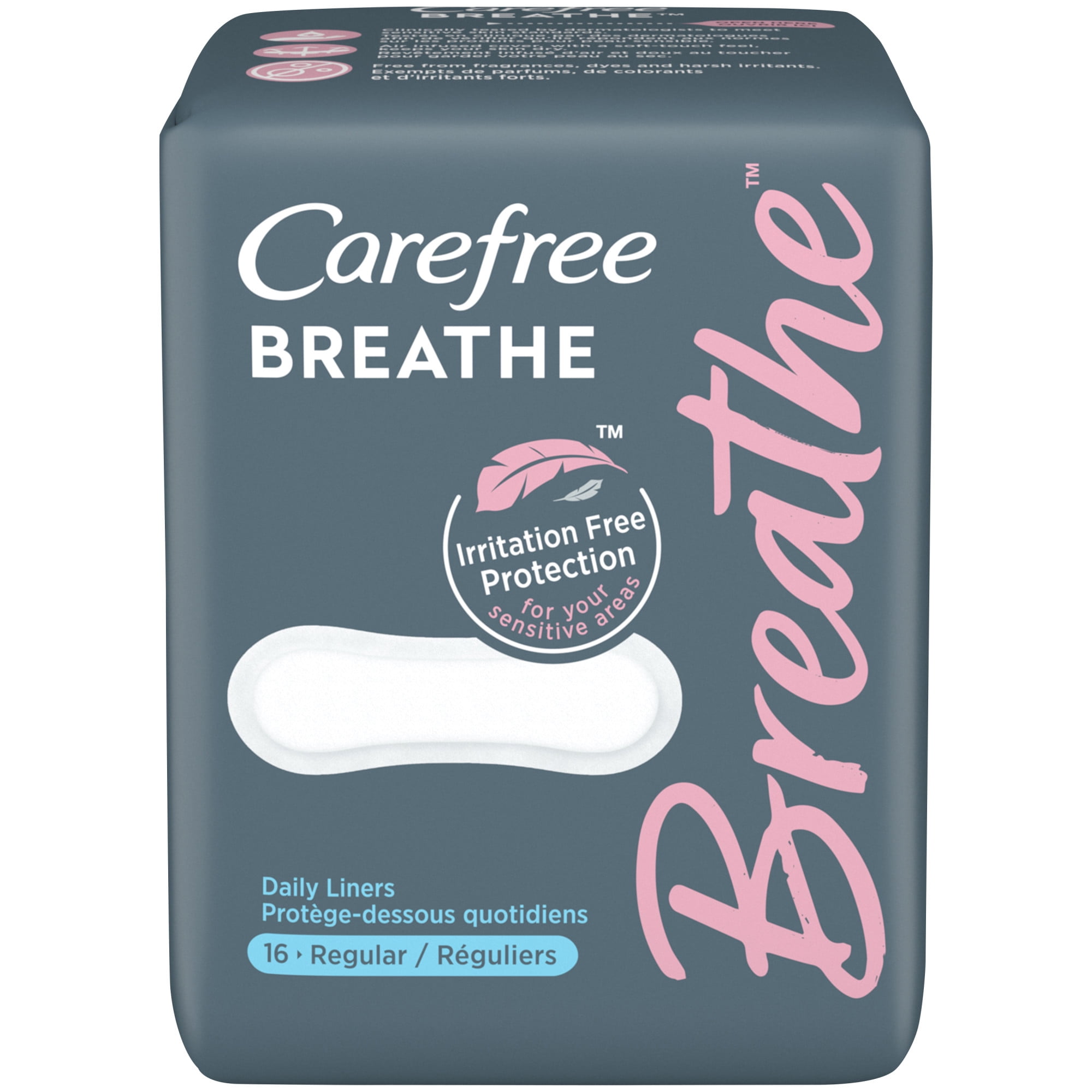 Carefree Breathe Panty Liners, IrritationFree Protection, Regular, 16