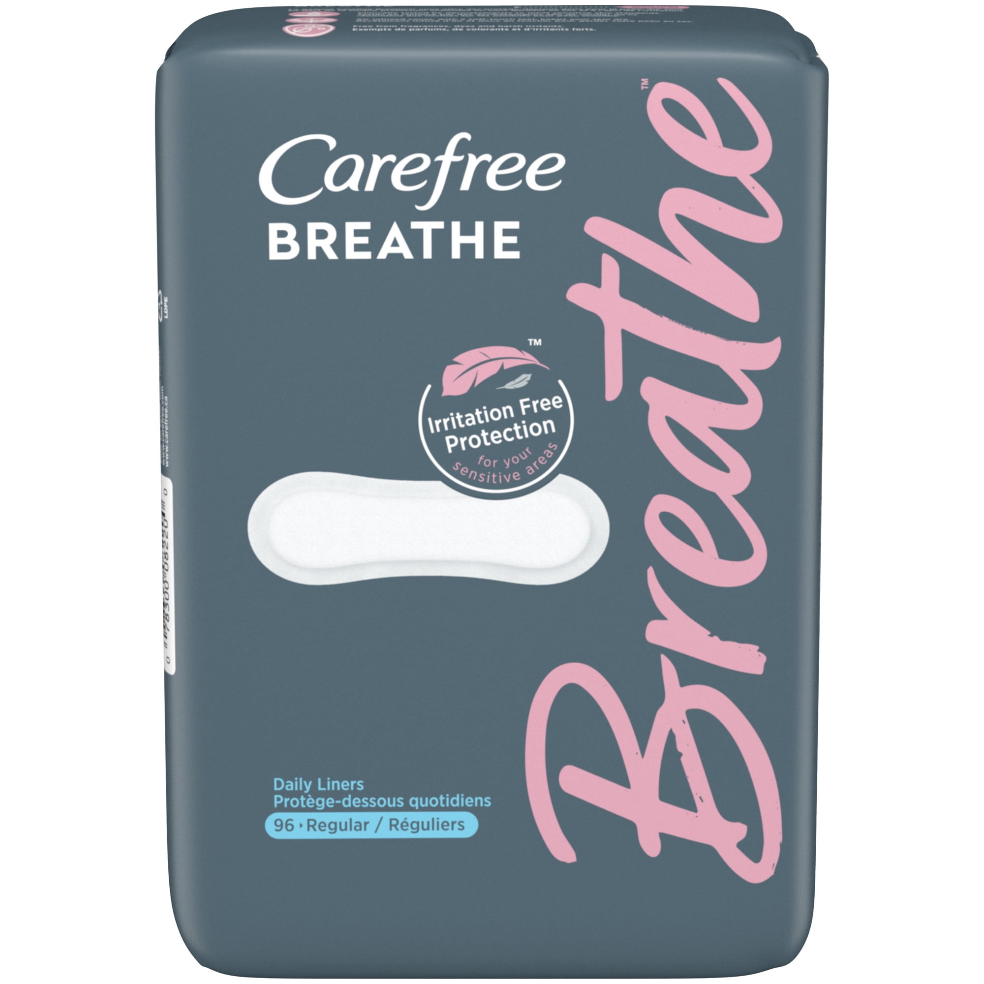 Carefree Breathe Regular Panty Liners, Irritation-Free Protection, Unscented, 96 Count
