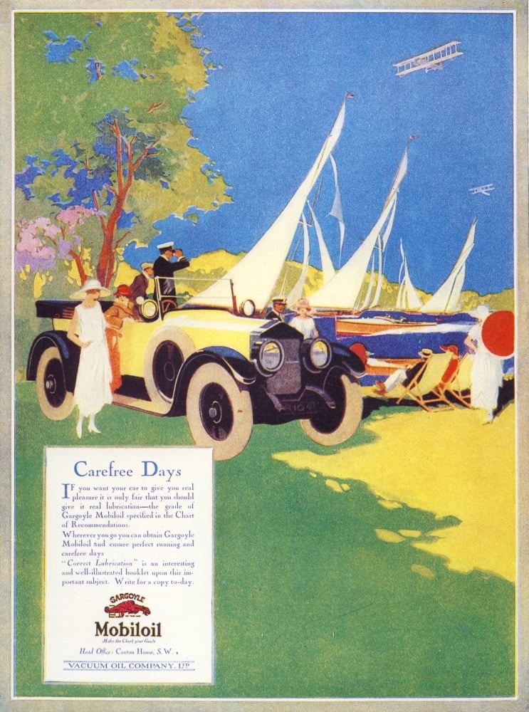 Carefree Days Gargoyle Mobiloil Ad 1924 Canvas Art - Unknown (18 x 24)