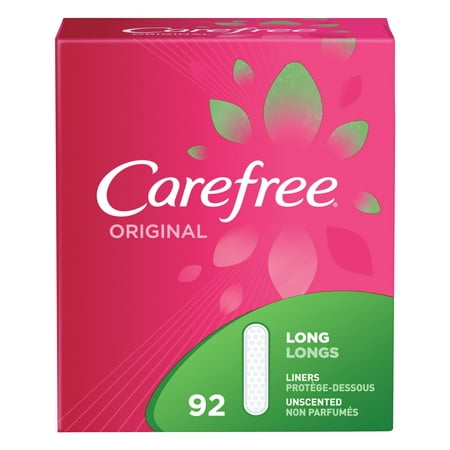 Carefree Original Thin Daily Panty Liners, Long, Unscented, 92 Ct