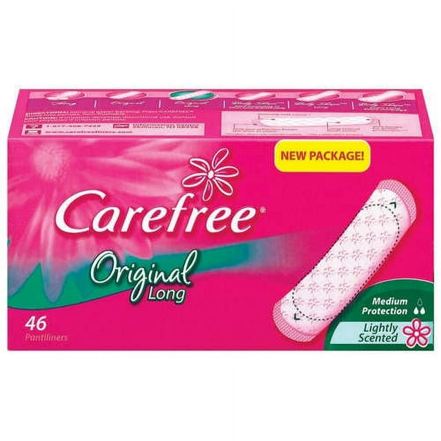 Carefree Pantiliners Long Lightly Scented, 46ct
