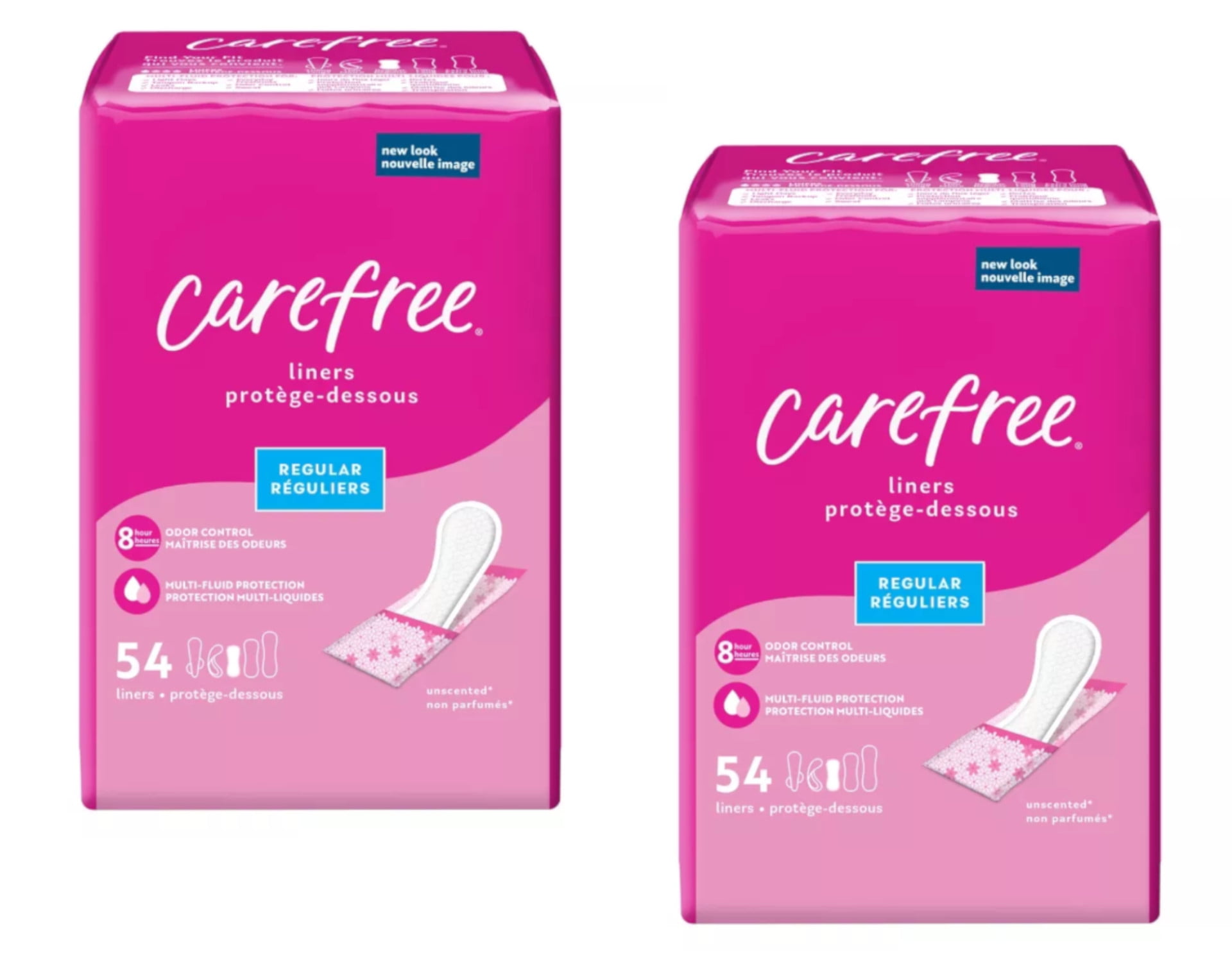 Carefree Panty Liners Regular Liners Wrapped, 54 Count (2 Pack