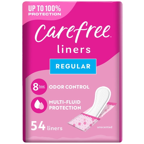 Carefree Panty Liners, Regular, Unscented (54 Count)