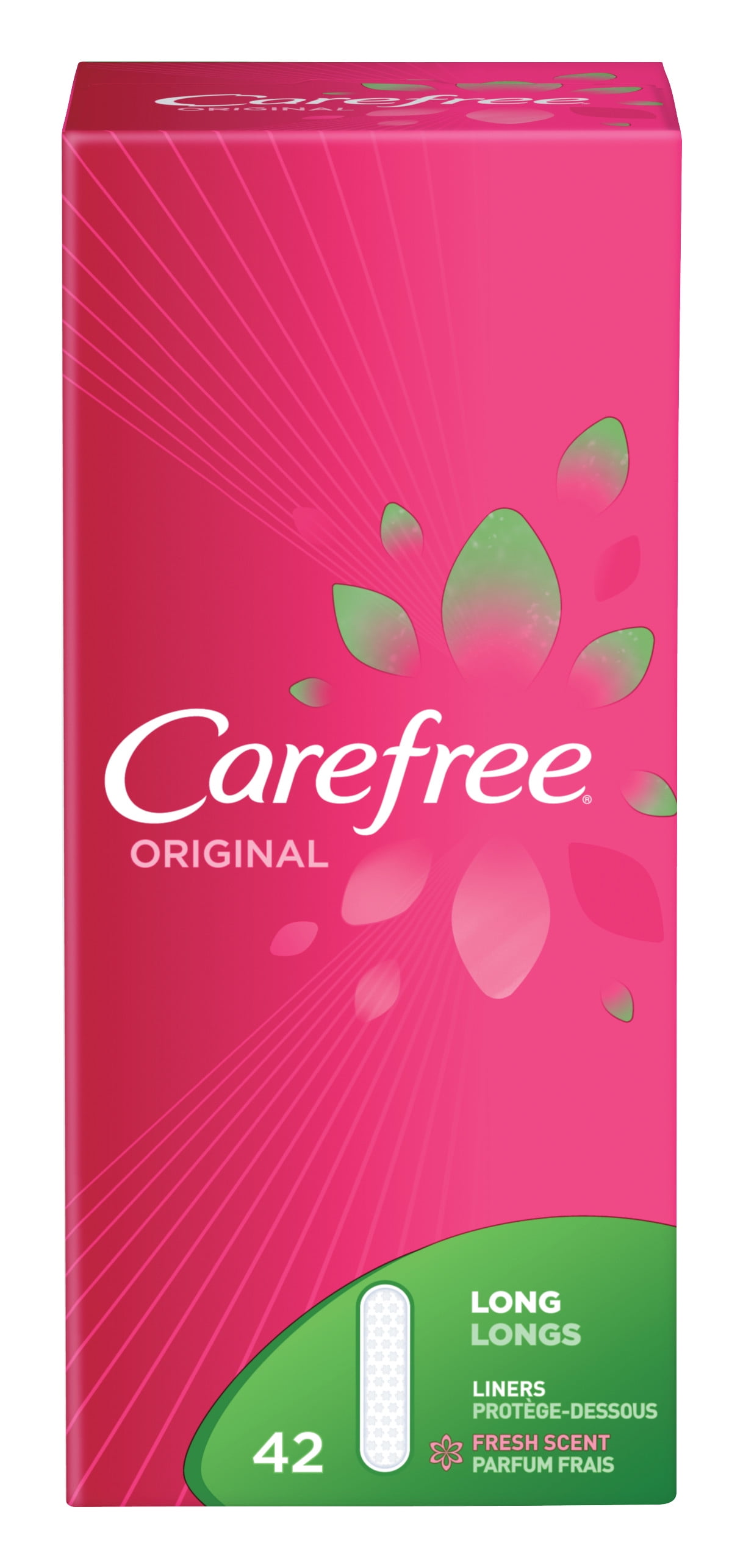 Carefree Regular Original Panty Liners, Fresh Scent, Long, 42 Ct