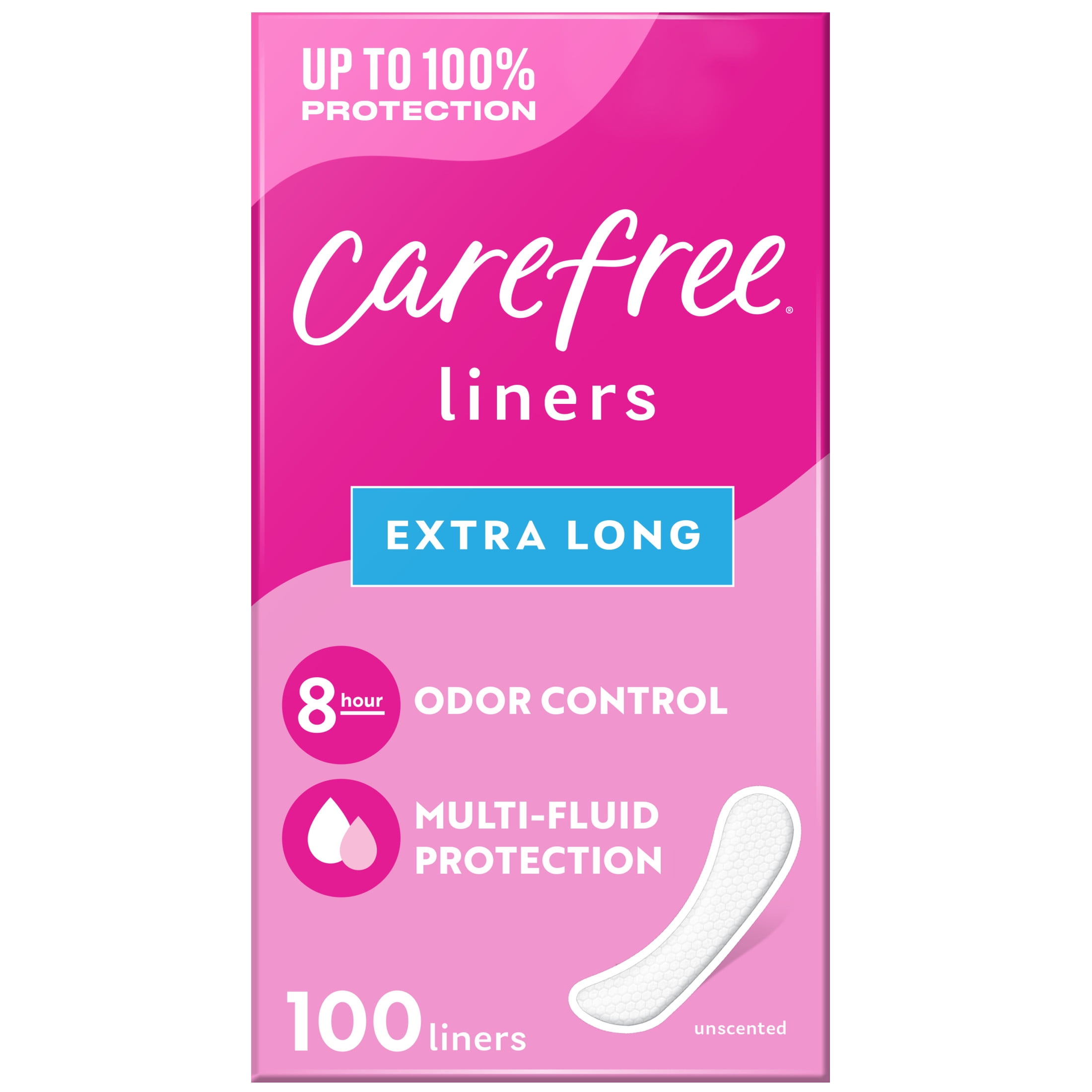 Carefree Panty Liners, Extra Long, Unscented (100 Count)