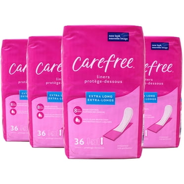 Carefree Regular Panty Liners, Extra Long, Unscented, 8 Hour Odor Control, 36 Ct - 4 Pack