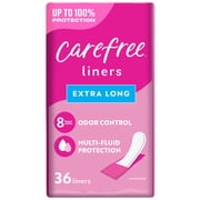Carefree Panty Liners for Women, Extra Long, Wrapped, Unscented (36 Count)
