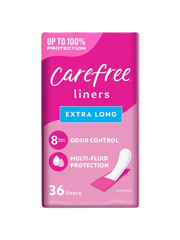 Panty Liners for Women, Extra Long, Wrapped, Unscented (36 Count)