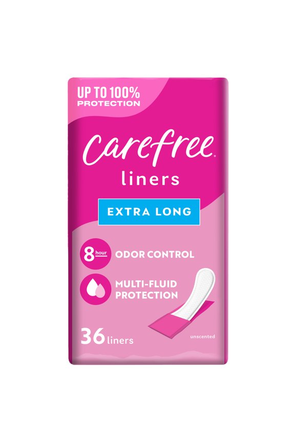 Panty Liners for Women, Extra Long, Wrapped, Unscented (36 Count)