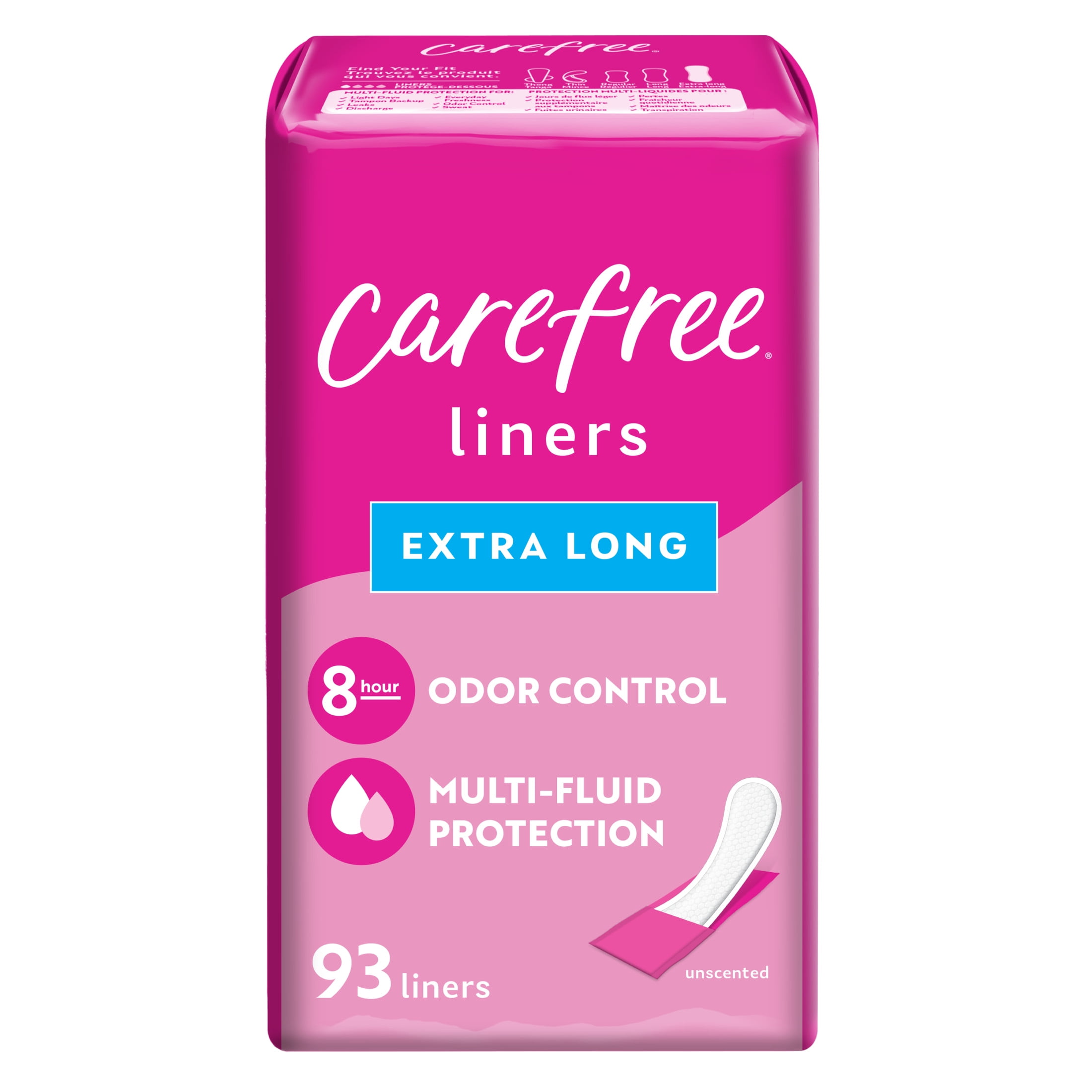 Carefree Panty Liners, Extra Long, Unscented (93 Count)