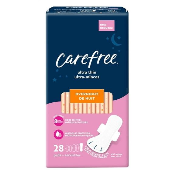 Carefree Ultra Thin Overnight With Wings 28 Count (Pack of 2)