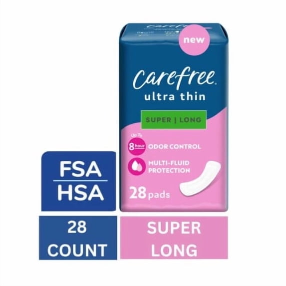 Carefree Ultra Thin Pads Super Absorbency Unscented 28 count Packaging May Vary