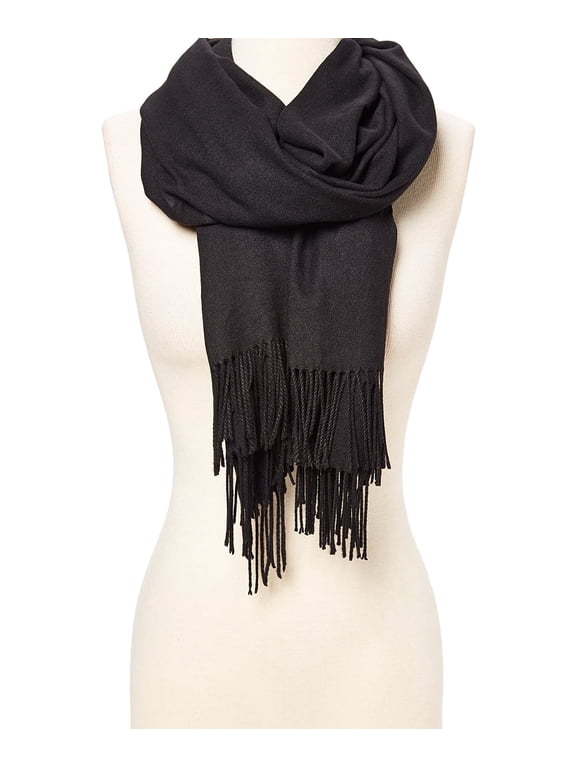 Carefree Women's Soft Solid Pashmina Scarf, Black