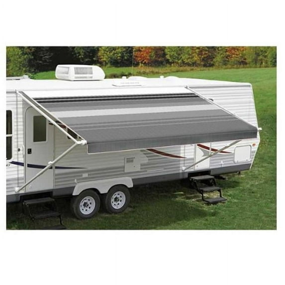 Carefree of Colorado CCO981188D00 9 ft. 10 in. x 8 ft. Campout Manual Vinyl Black & Gray Bag Patio Awning with White Weather Cover