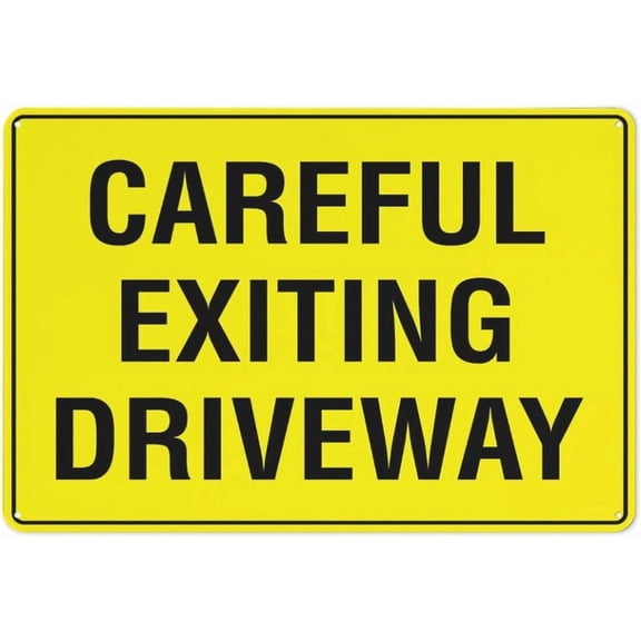 Careful Exiting Driveway Sign 8"x12" Inch Metal Sign, Rustproof Aluminum, Multicolor