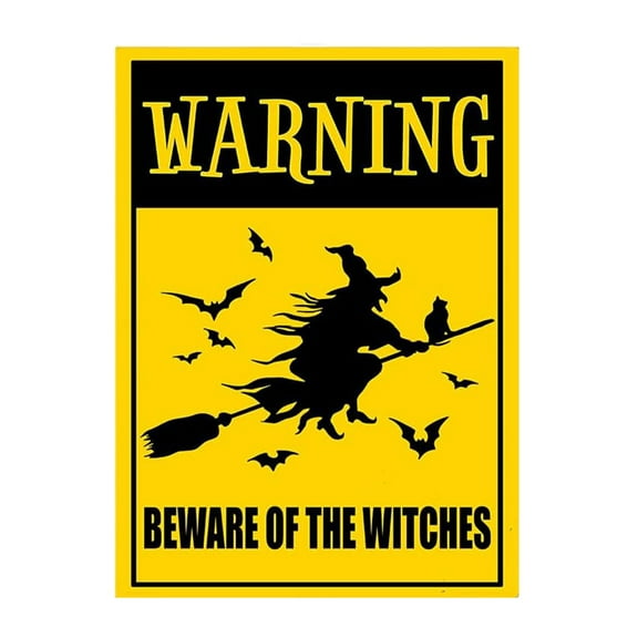 Be Careful of Low Flying Witch Wall Decorations for Halloween-Halloween Decorations-Beware of Halloween Yard Sign with Stakes Sturdy Yard Signs Reflective Warning Signs About Witch Activity Areas