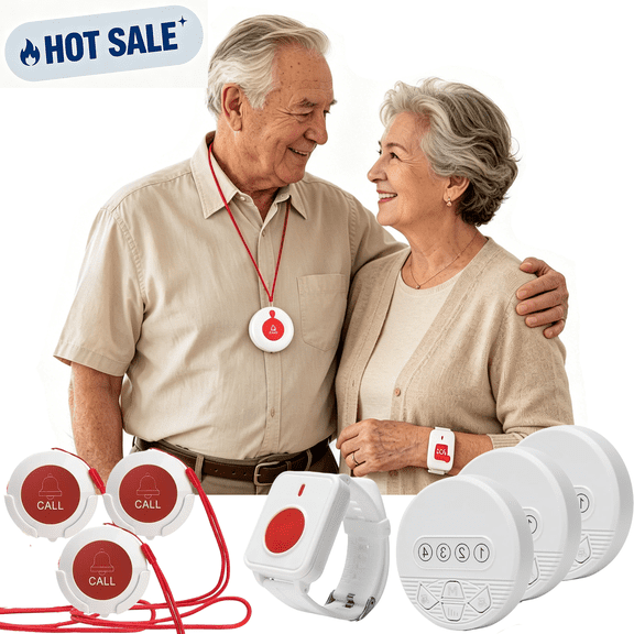 KOQICALL Caregiver Call Button, Nurse Call System with LED Display, Wireless Emergency Alert Call Bell for Seniors, Elderly & Patients at Home, Hospital, Clinic