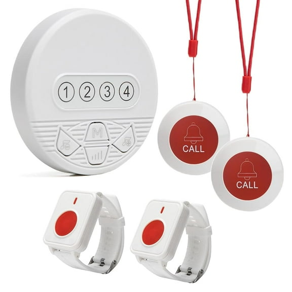 Caregiver Call Button Nurse Call System Alert Button for Seniors at Home Call Bell with LED Number Display for Elderly / Patient / Disabled at Home / Hospital / Clinic (SJ-CP4+HG1+SW-1+2+2)