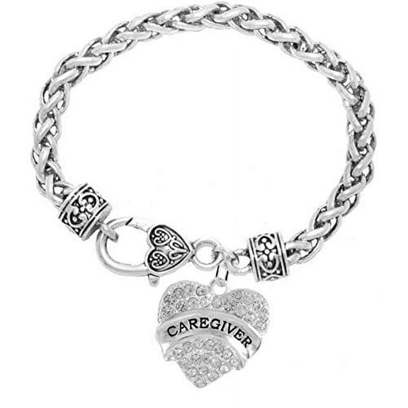 Caregiver , Genuine Austrian Cut Crystal Heart, The Perfect Gift, On A Antique Wheat Chain Bracelet, Hypoallergenic-Safe, No Nickel, Lead, Or Cadmium in The Metal. 2015