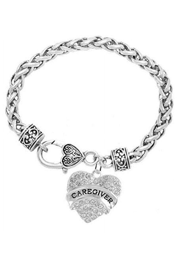 Caregiver , Genuine Austrian Cut Crystal Heart, The Perfect Gift, On A Antique Wheat Chain Bracelet, Hypoallergenic-Safe, No Nickel, Lead, Or Cadmium in The Metal. 2015