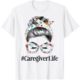 thumbnail image 1 of Caregiver Life Messy Hair Woman Bun Healthcare worker T-Shirt, 1 of 4