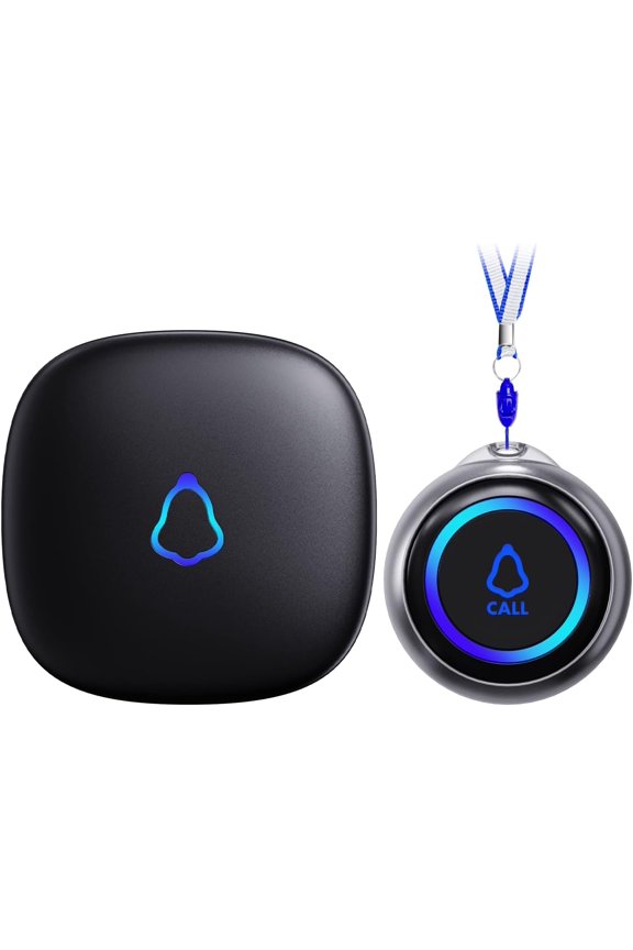 Caregiver Pa r, Wireless Call Button for Seniors/Elderly at Home, 1 SOS Button + 1 Receiver Medical Life Alert System, Emer ncy Panic Call Bell, Help Alarm for Nurse Calling & Patient Assistance