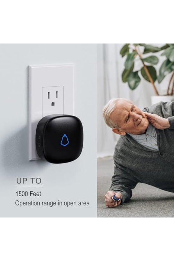 Caregiver Pager, Wireless Call Button for Seniors/Elderly at Home, 1 SOS Button + 1 Receiver Medical Life Alert System, Emergency Panic Call Bell, Help Alarm for Nurse Calling & Patient Assistance