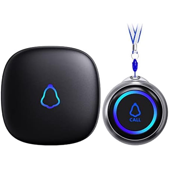 Caregiver Pager, Wireless Call Button for Seniors/Elderly at Home, 1 SOS Button + 1 Receiver Medical Life Alert System, Emergency Panic Call Bell, Help Alarm for Nurse Calling & Patient Assistance