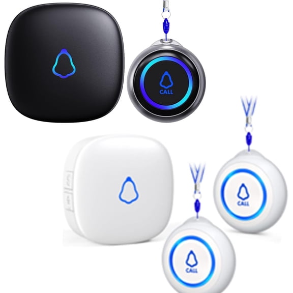 Caregiver Pager, Wireless Call Button for Seniors/Elderly at Home, 2 SOS Button + 3 Receiver Medical Life Alert System, Emergency Panic Call Bell, Help Alarm for Nurse Calling & Patient Assist
