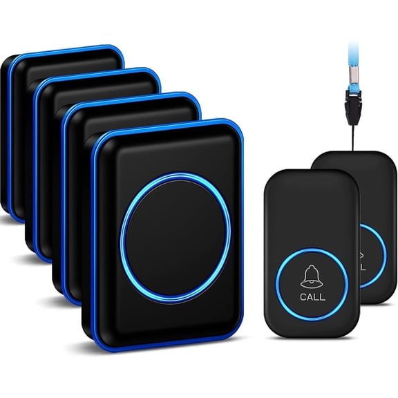 Caregiver Pager, Wireless Call Button (Signal Range Over 1,000 Feet), SOS Emergency Call System for Home Care Patients, the Disabled, and the Elderly (Includes Fall Alert Function), IP55 Waterproof.