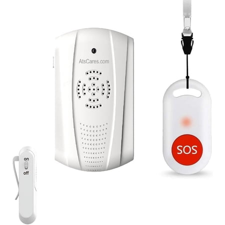 Caregiver Pager Wireless Call Button System Personal Alert Panic Button Home Elderly Nurses Calling System with Pager and Emergency Button Call Bell - Vibrating Pager - Long Range - Call Button