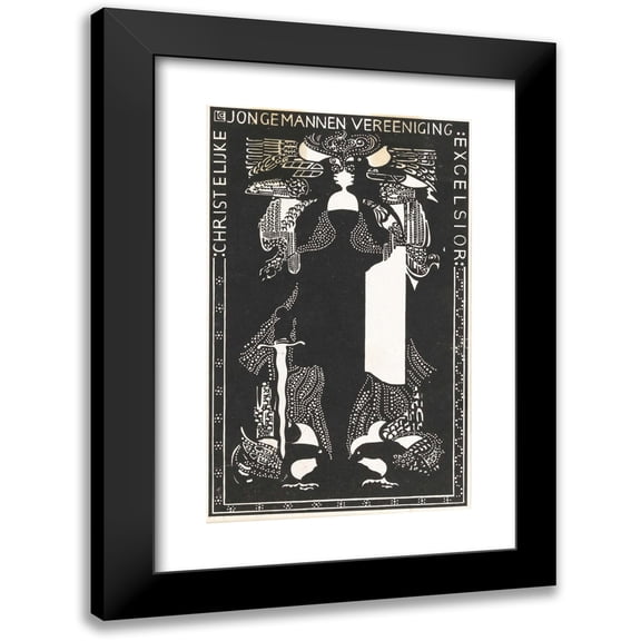 Carel Adolph Lion Cachet 11x14 Black Modern Framed Museum Art Print Titled - Ex Libris of Christian Young Men Association Excelsior (1916)