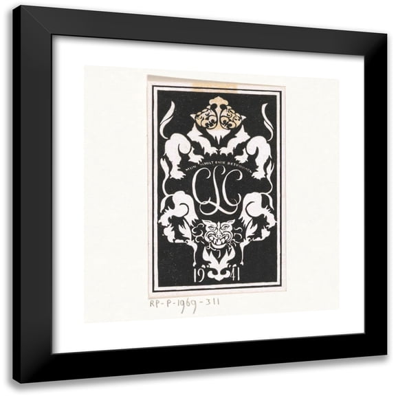 Carel Adolph Lion Cachet 12x12 Black Modern Framed Museum Art Print Titled - Ex Libris by Carel Lion Cachet (1941)