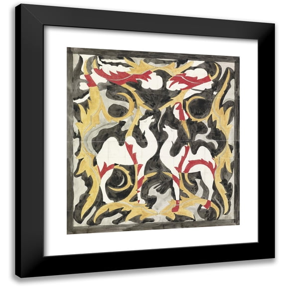 Carel Adolph Lion Cachet 12x13 Black Modern Framed Museum Art Print Titled - Design for a Tile Tableau with Two Camels (1874)